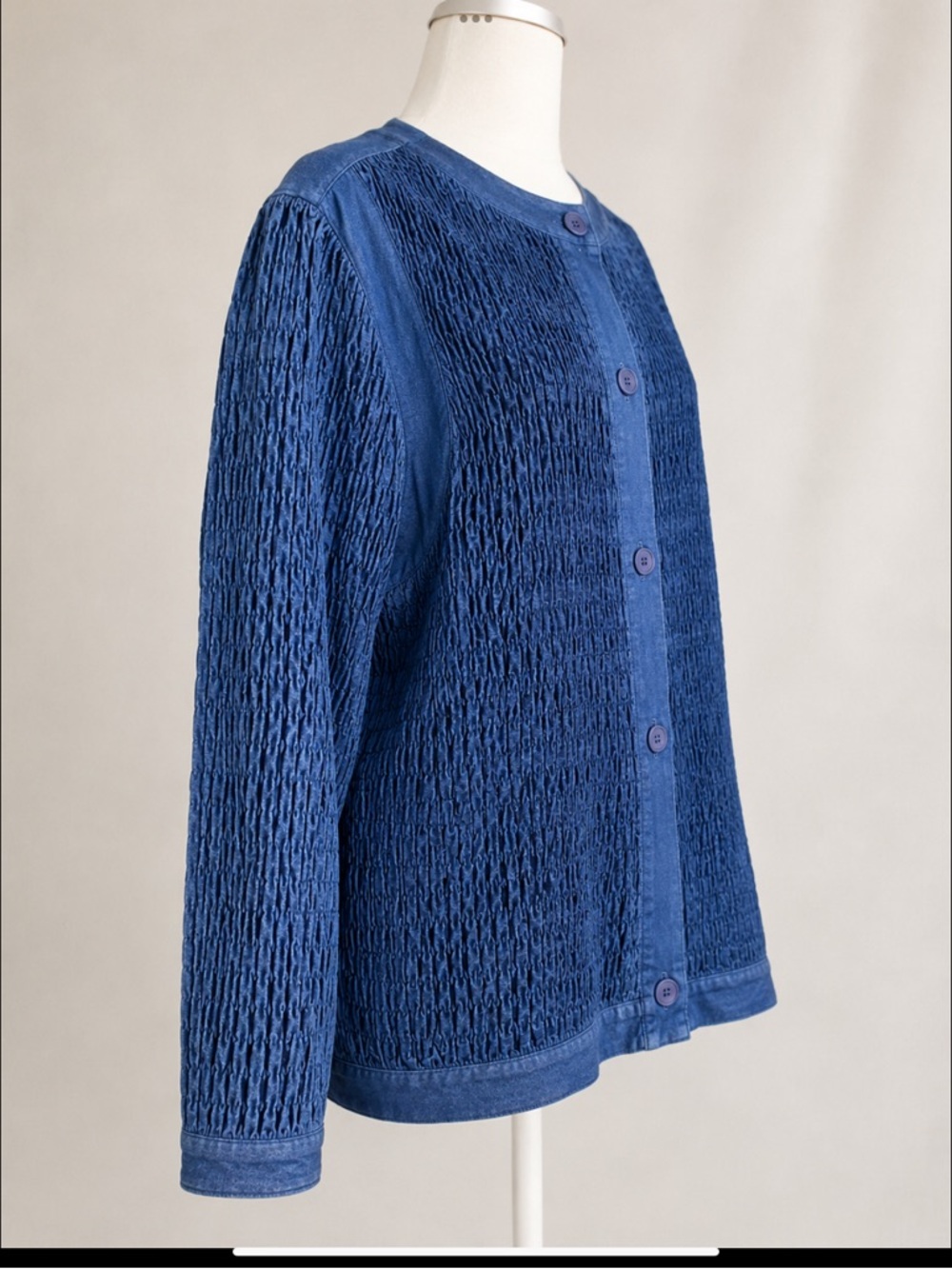 Vintage Wearable Art Textured Denim Jacket Gene Ewing BIS Japanese Minimalist L - Picture 7 of 16